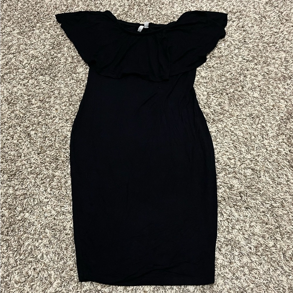 ASOS Black Off Shoulder Midi Dress Womens Size 6
